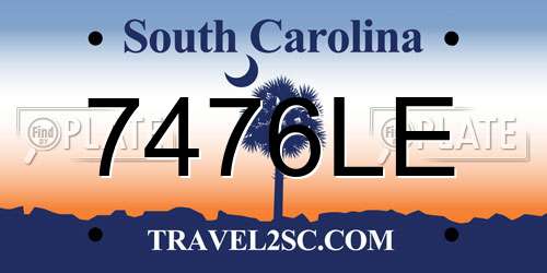 7476LE South Carolina License Plate