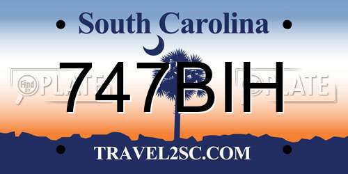 747BIH South Carolina License Plate