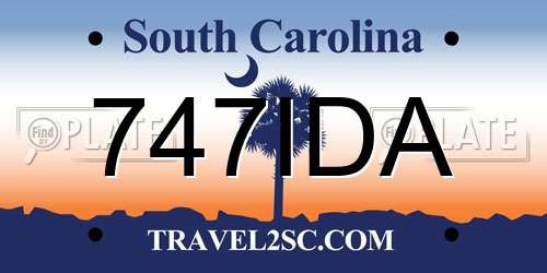 747IDA South Carolina License Plate