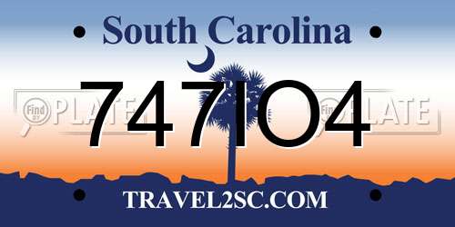 747IO4 South Carolina License Plate