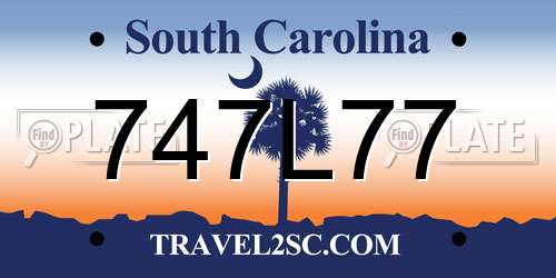 747L77 South Carolina License Plate