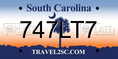747LT7 South Carolina License Plate