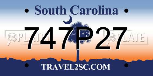747P27 South Carolina License Plate