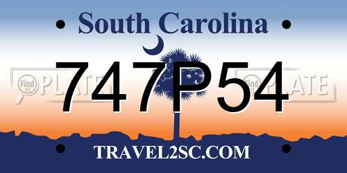 747P54 South Carolina License Plate