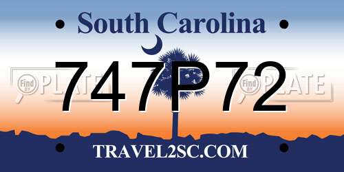 747P72 South Carolina License Plate