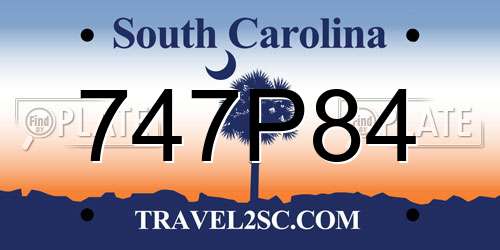 747P84 South Carolina License Plate