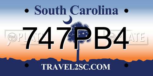 747PB4 South Carolina License Plate