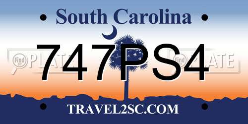 747PS4 South Carolina License Plate