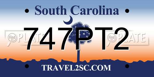 747PT2 South Carolina License Plate