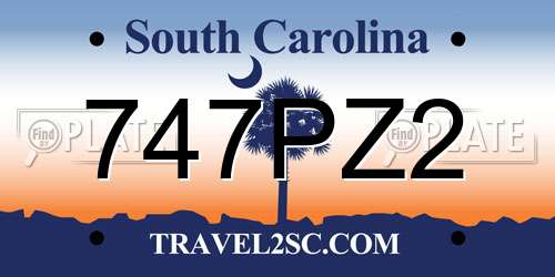 747PZ2 South Carolina License Plate