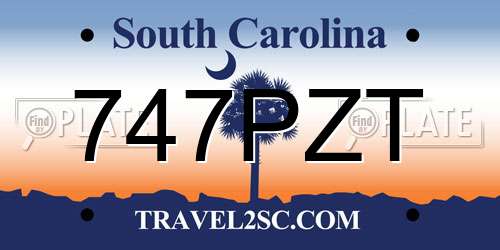 747PZT South Carolina License Plate