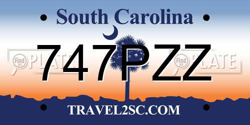 747PZZ South Carolina License Plate