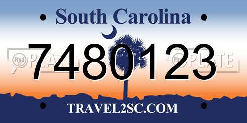 7480123 South Carolina License Plate