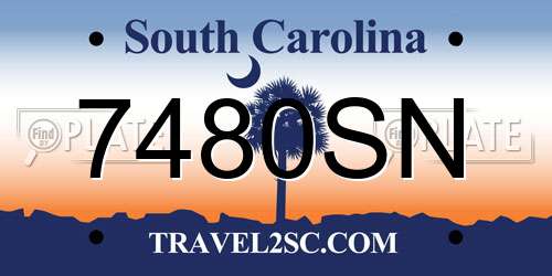 7480SN South Carolina License Plate