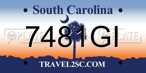 7481GI South Carolina License Plate