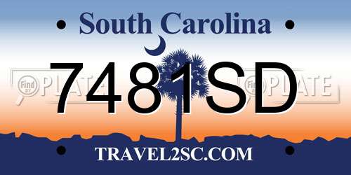 7481SD South Carolina License Plate