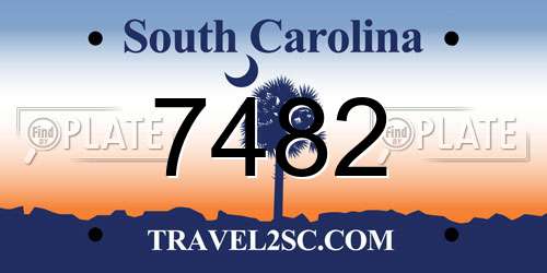 7482 South Carolina License Plate