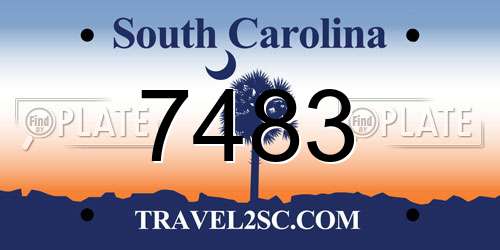 7483 South Carolina License Plate