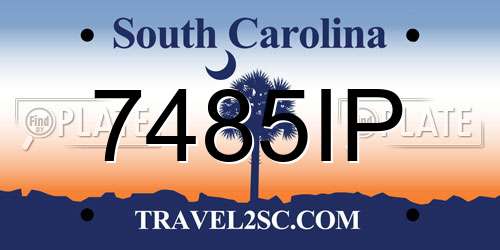 7485IP South Carolina License Plate