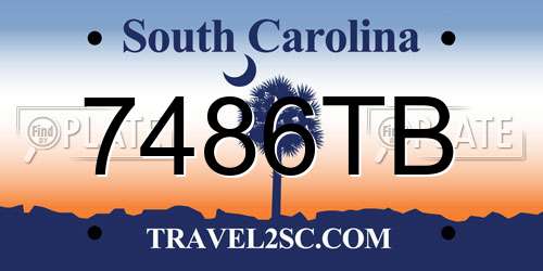 7486TB South Carolina License Plate