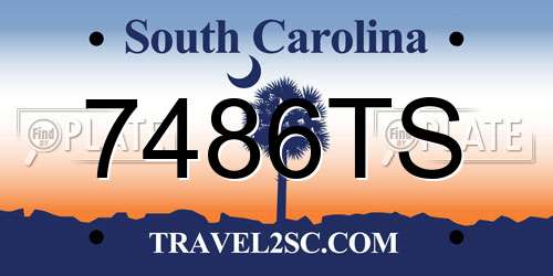 7486TS South Carolina License Plate