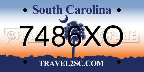 7486XO South Carolina License Plate