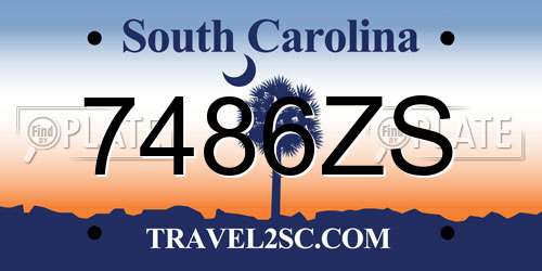 7486ZS South Carolina License Plate
