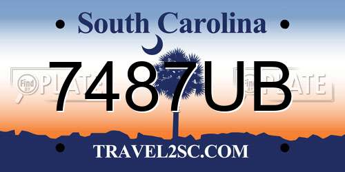 7487UB South Carolina License Plate