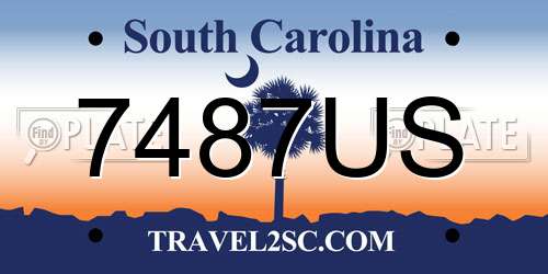 7487US South Carolina License Plate