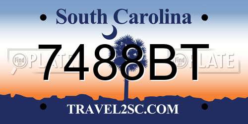7488BT South Carolina License Plate