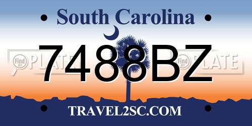7488BZ South Carolina License Plate