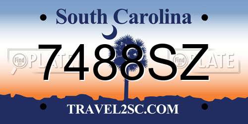 7488SZ South Carolina License Plate