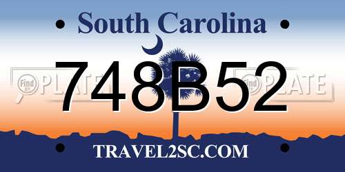 748B52 South Carolina License Plate