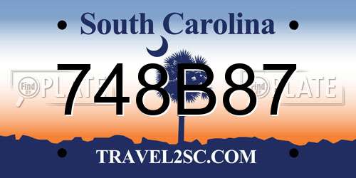 748B87 South Carolina License Plate