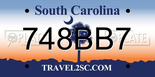 748BB7 South Carolina License Plate