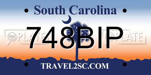 748BIP South Carolina License Plate