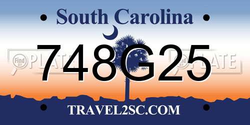 748G25 South Carolina License Plate