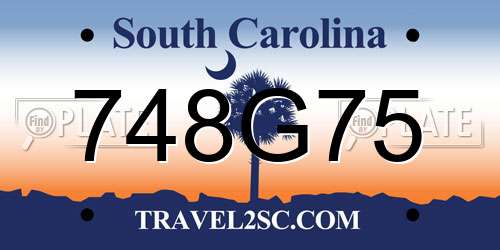 748G75 South Carolina License Plate