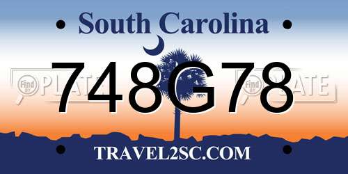 748G78 South Carolina License Plate