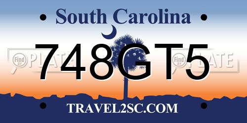 748GT5 South Carolina License Plate