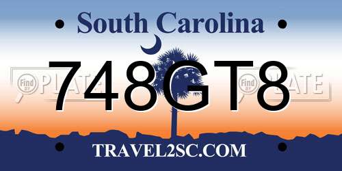 748GT8 South Carolina License Plate