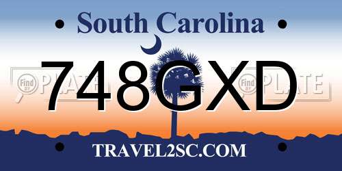 748GXD South Carolina License Plate