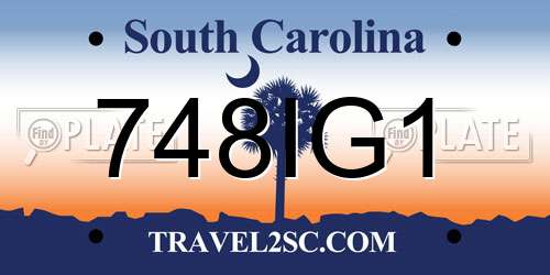 748IG1 South Carolina License Plate