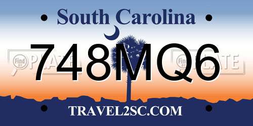 748MQ6 South Carolina License Plate