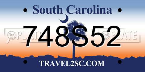 748S52 South Carolina License Plate