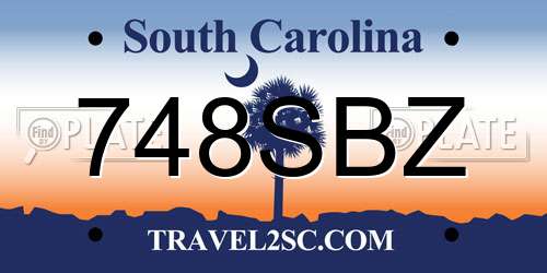 748SBZ South Carolina License Plate