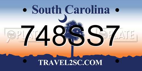 748SS7 South Carolina License Plate