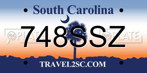 748SSZ South Carolina License Plate