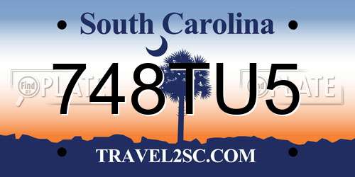 748TU5 South Carolina License Plate