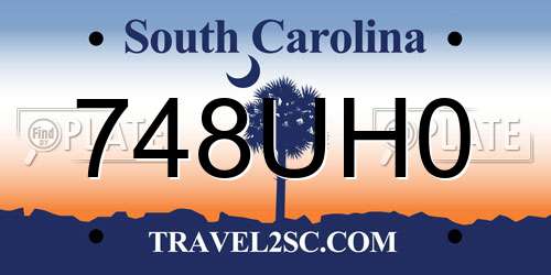 748UH0 South Carolina License Plate